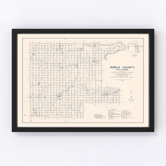 Vintage Map of Noble County, Oklahoma 1936