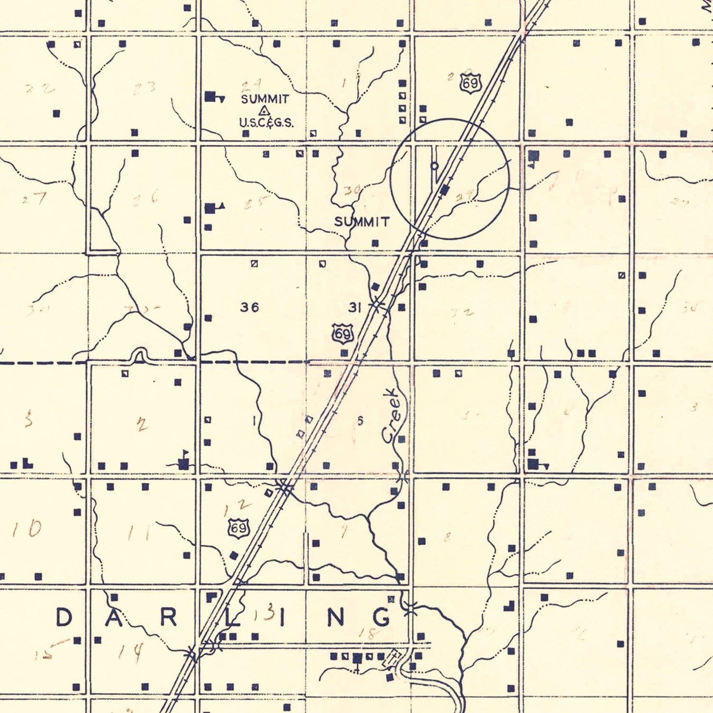 Vintage Map of Muskogee County, Oklahoma 1936
