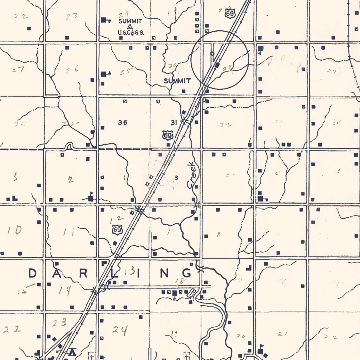 Vintage Map of Oklahoma County, Oklahoma 1936