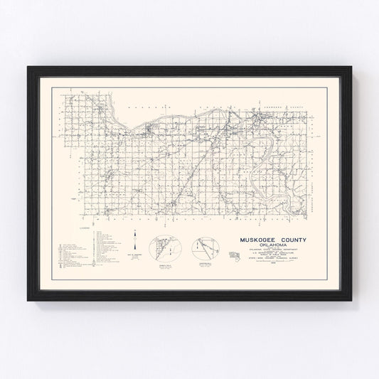 Vintage Map of Oklahoma County, Oklahoma 1936