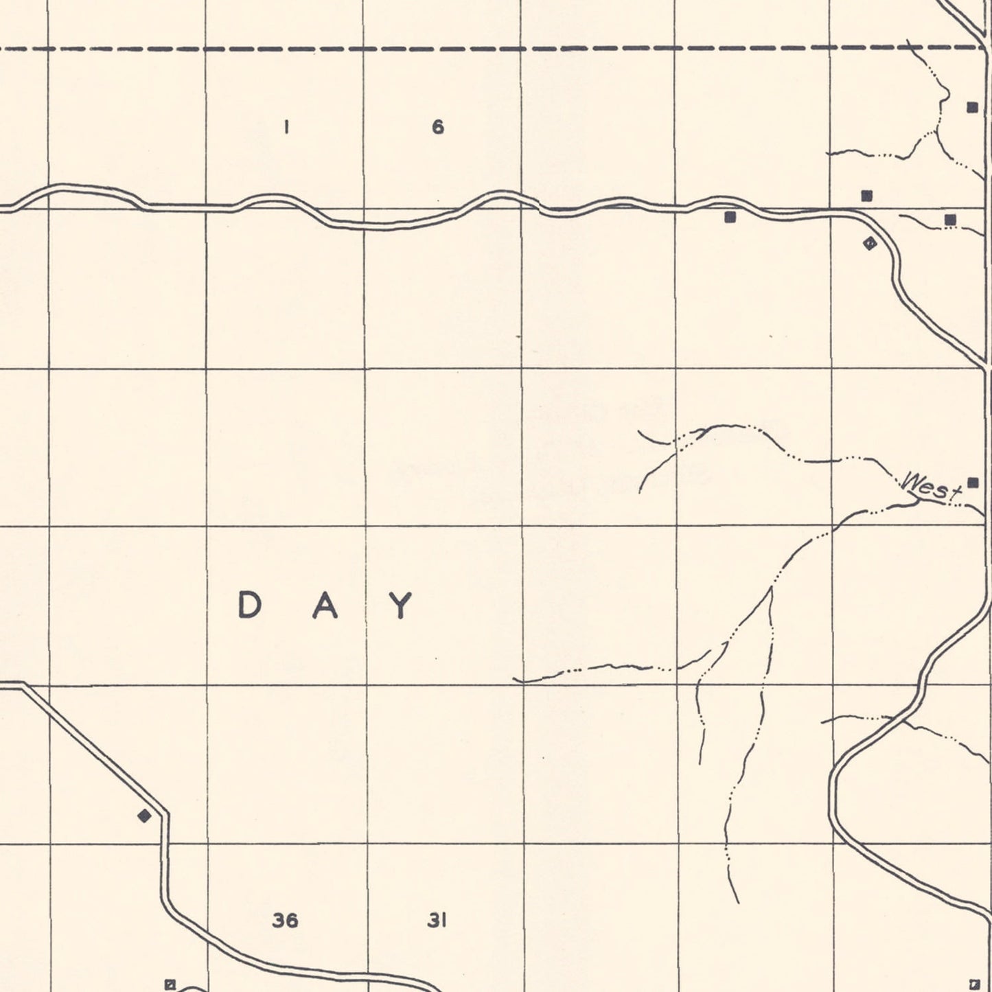 Vintage Map of Ellis County, Oklahoma 1936