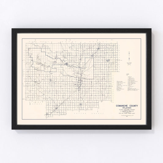 Vintage Map of Comanche County, Oklahoma 1936
