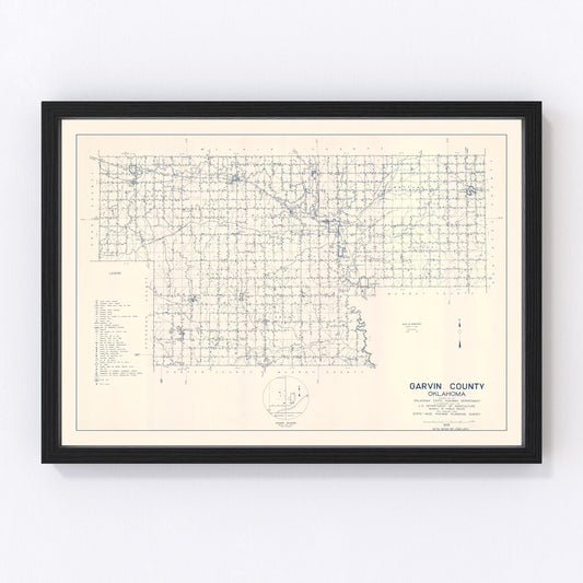 Vintage Map of Garvin County, Oklahoma 1936