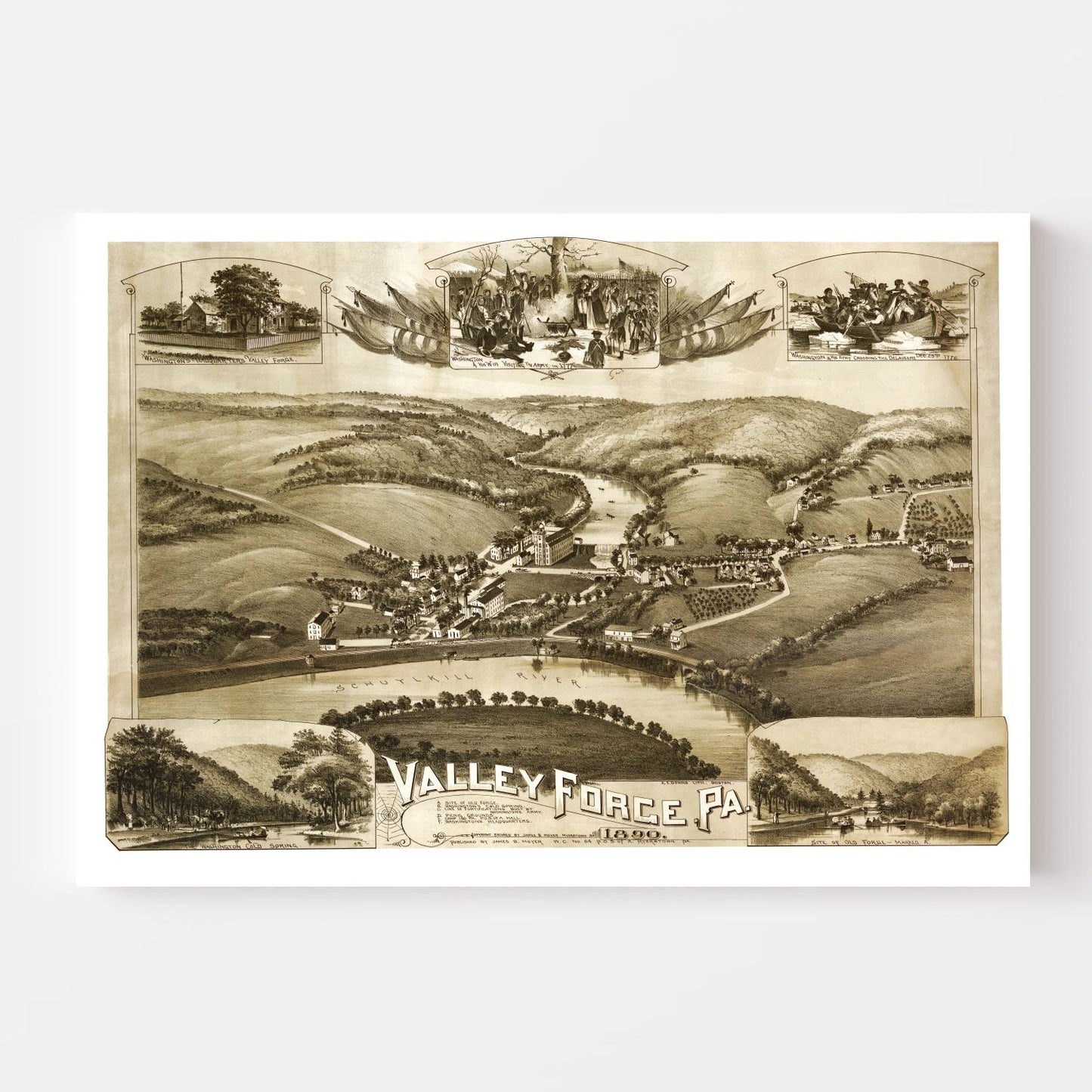 Vintage Map of Valley Forge, Pennsylvania 1890