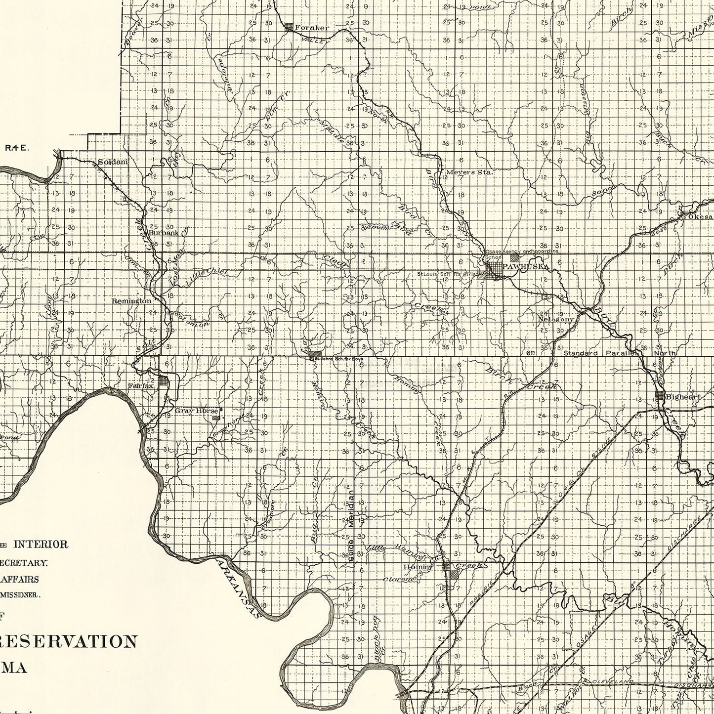 Vintage Osage Indian Reservation Map 1917