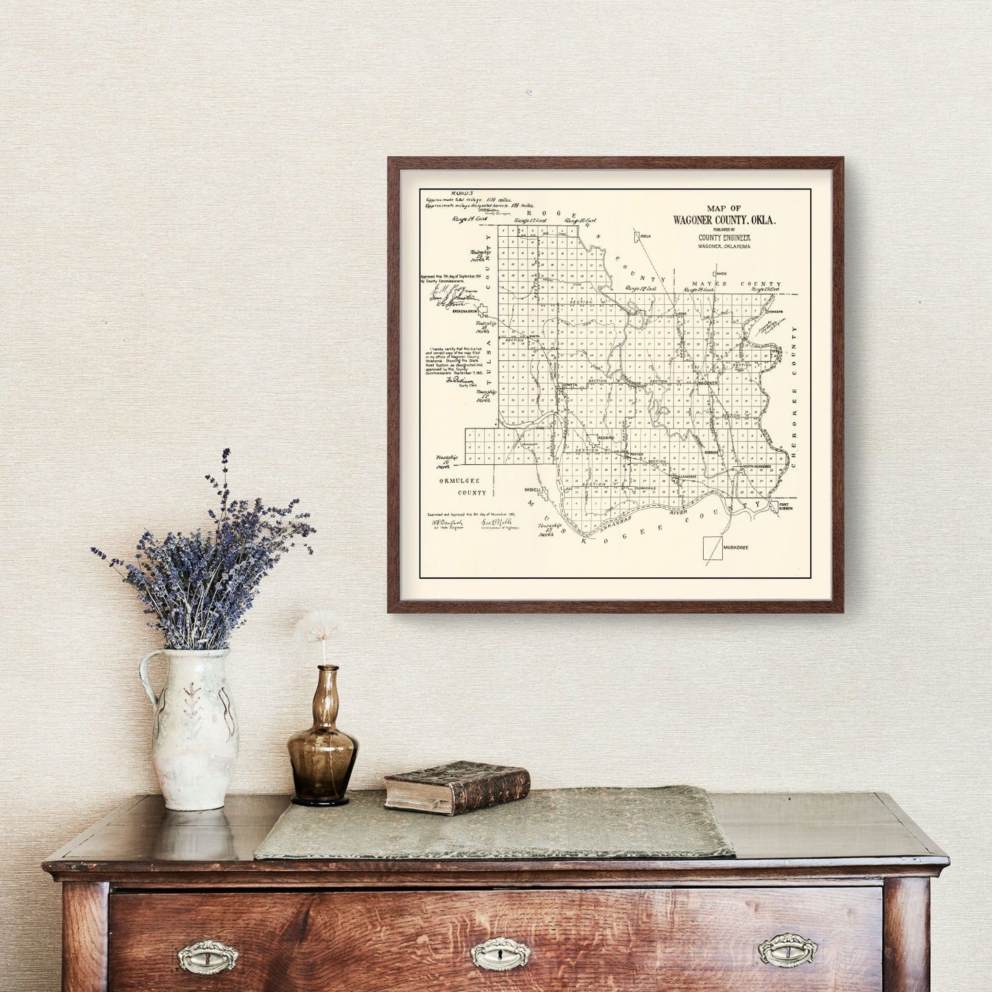Vintage Map of Wagoner County, Oklahoma 1915