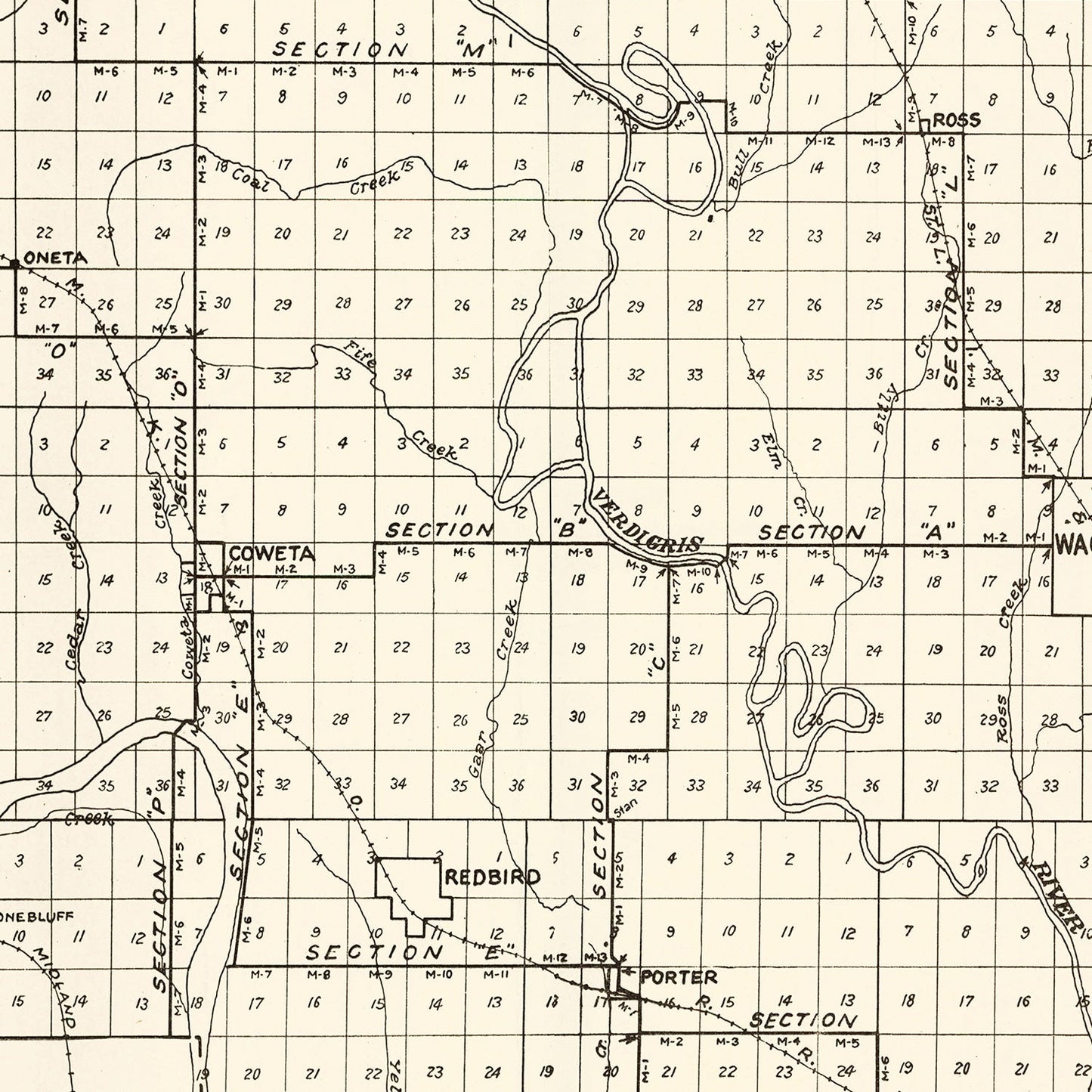 Vintage Map of Wagoner County, Oklahoma 1915