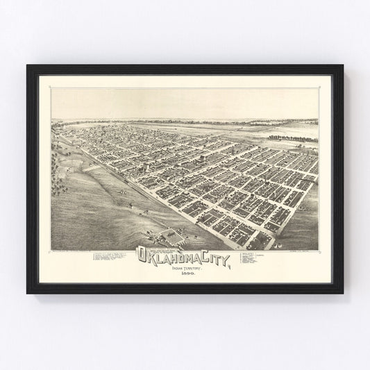 Vintage Map of Oklahoma City, Oklahoma 1890