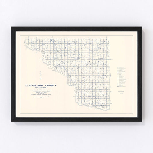 Vintage Map of Cleveland County, Oklahoma 1936