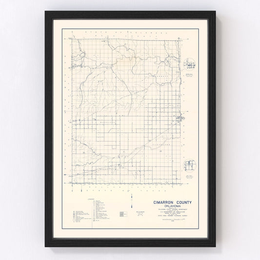Vintage Map of Cimarron County, Oklahoma 1936