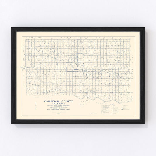 Vintage Map of Canadian County, Oklahoma 1936