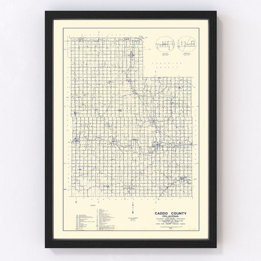 Vintage Map of Caddo County, Oklahoma 1936
