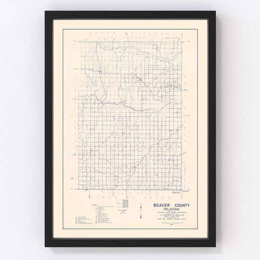 Vintage Map of Beaver County, Oklahoma 1936