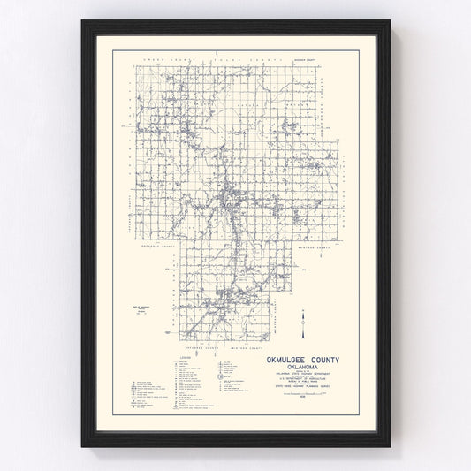 Vintage Map of Okmulgee County, Oklahoma 1936