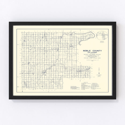 Vintage Map of Noble County, Oklahoma 1936