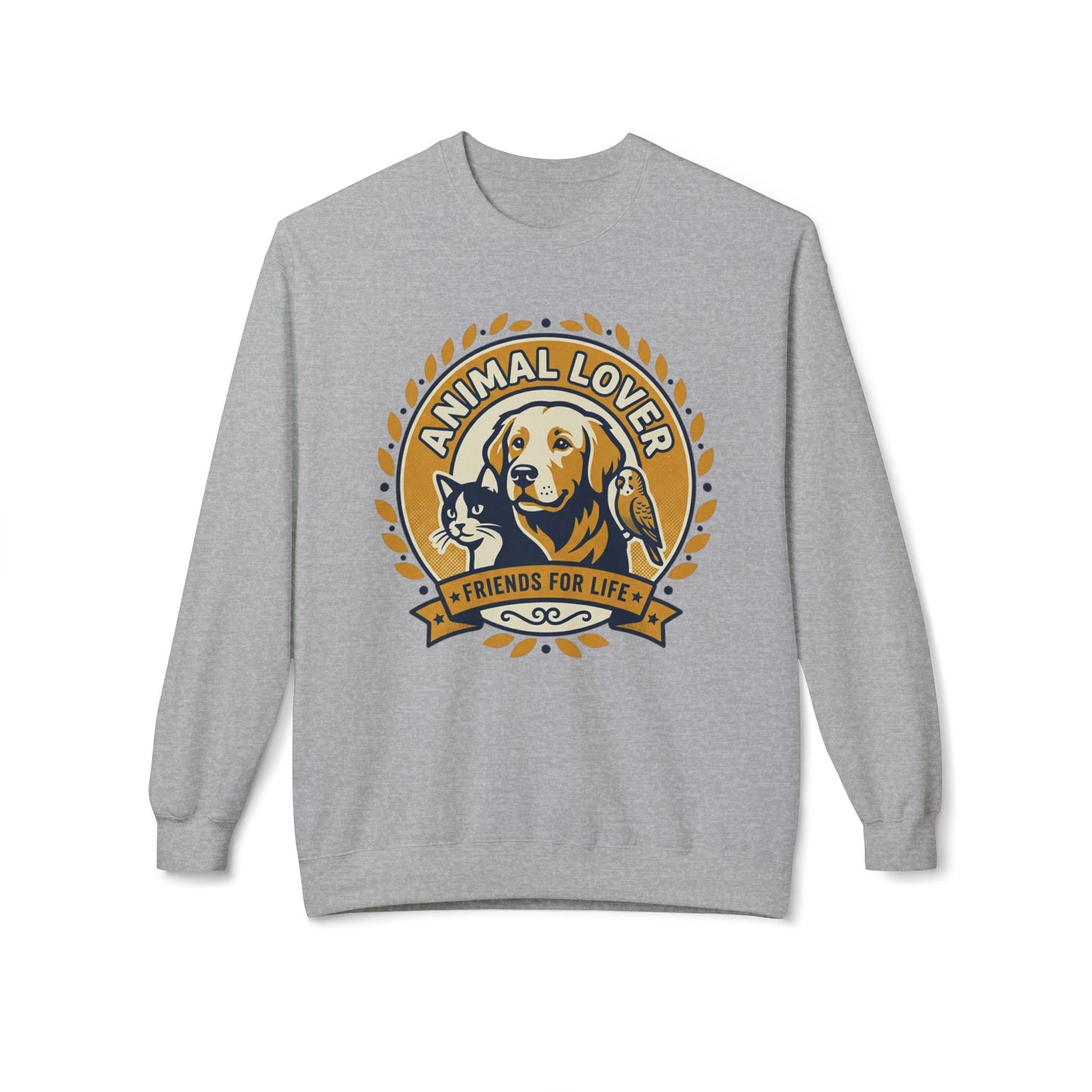 Animal Lover Crewneck Sweatshirt — "Animal Lover • Friends for Life" Graphic