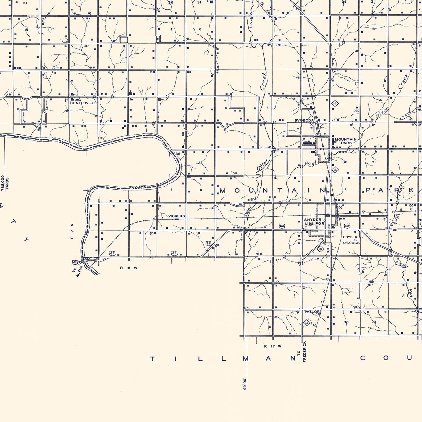 Vintage Map of Kiowa County, Oklahoma 1936
