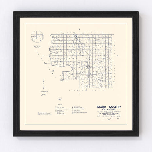 Vintage Map of Kiowa County, Oklahoma 1936