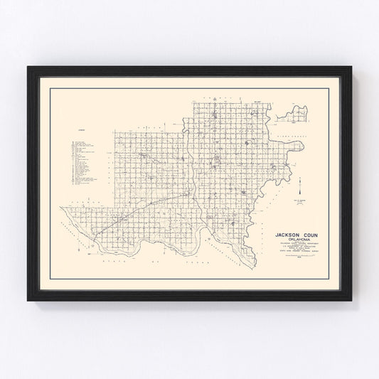Vintage Map of Jackson County, Oklahoma 1936