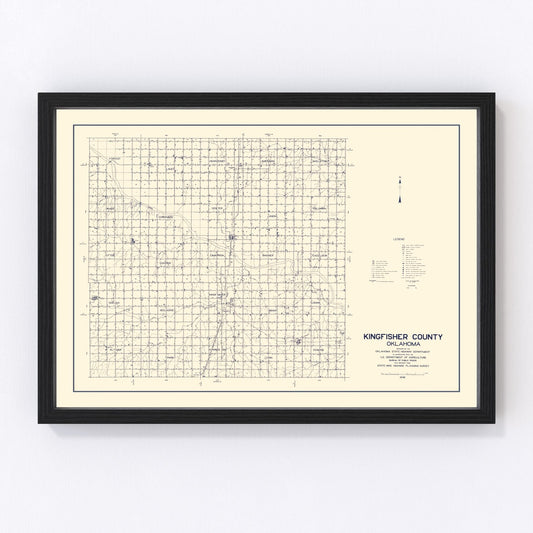 Vintage Map of Kingfisher County, Oklahoma 1936