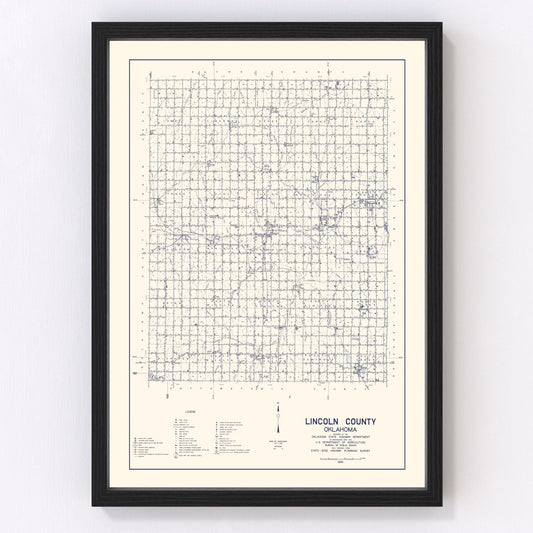 Vintage Map of Lincoln County, Oklahoma 1936