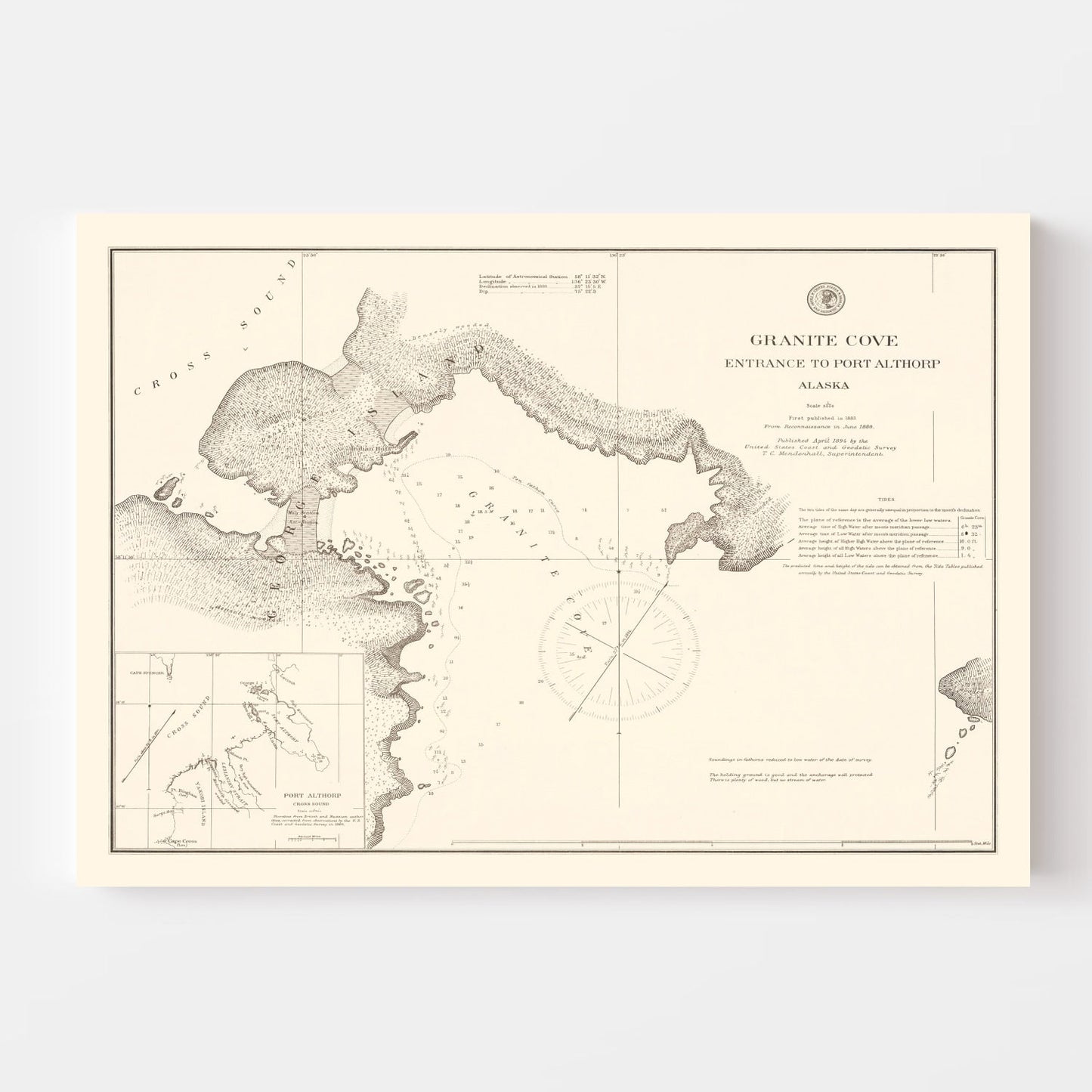 Vintage Granit Cove, Port Althorp, AK Map 1894