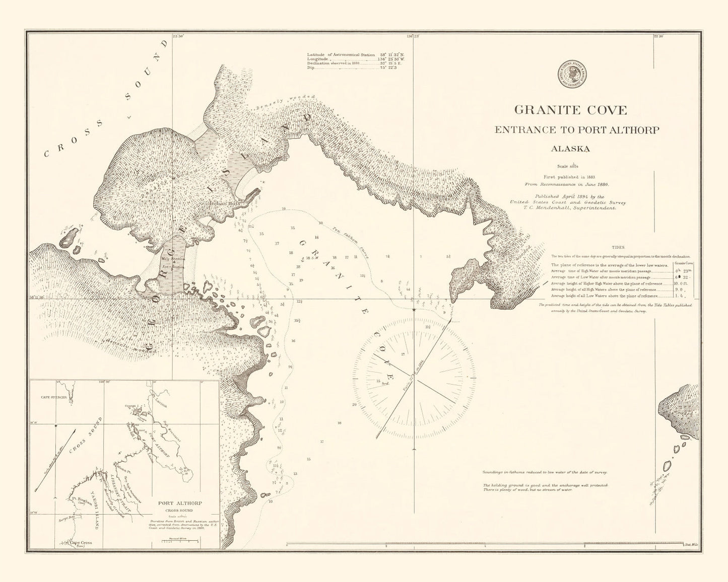Vintage Granit Cove, Port Althorp, AK Map 1894