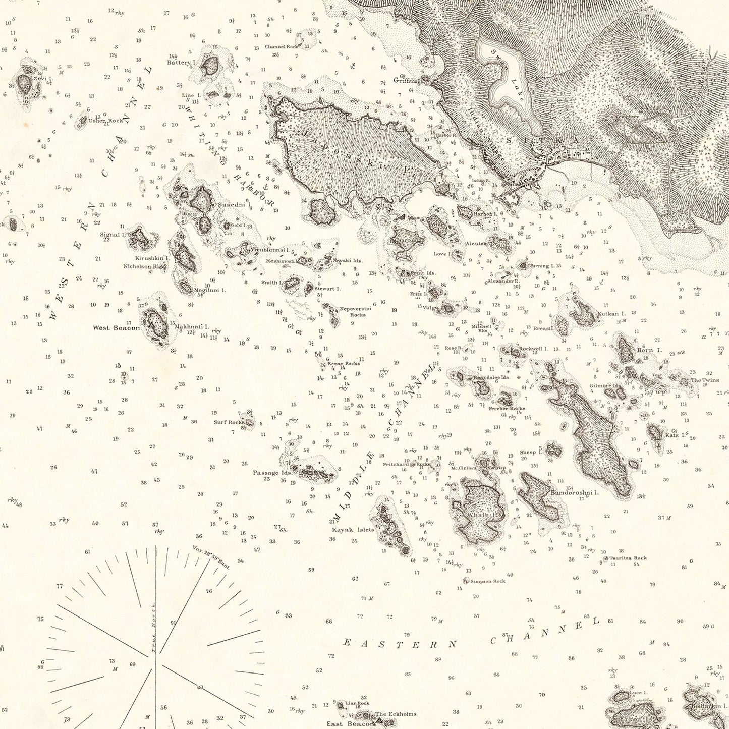 Vintage Sitka Harbor Map 1881