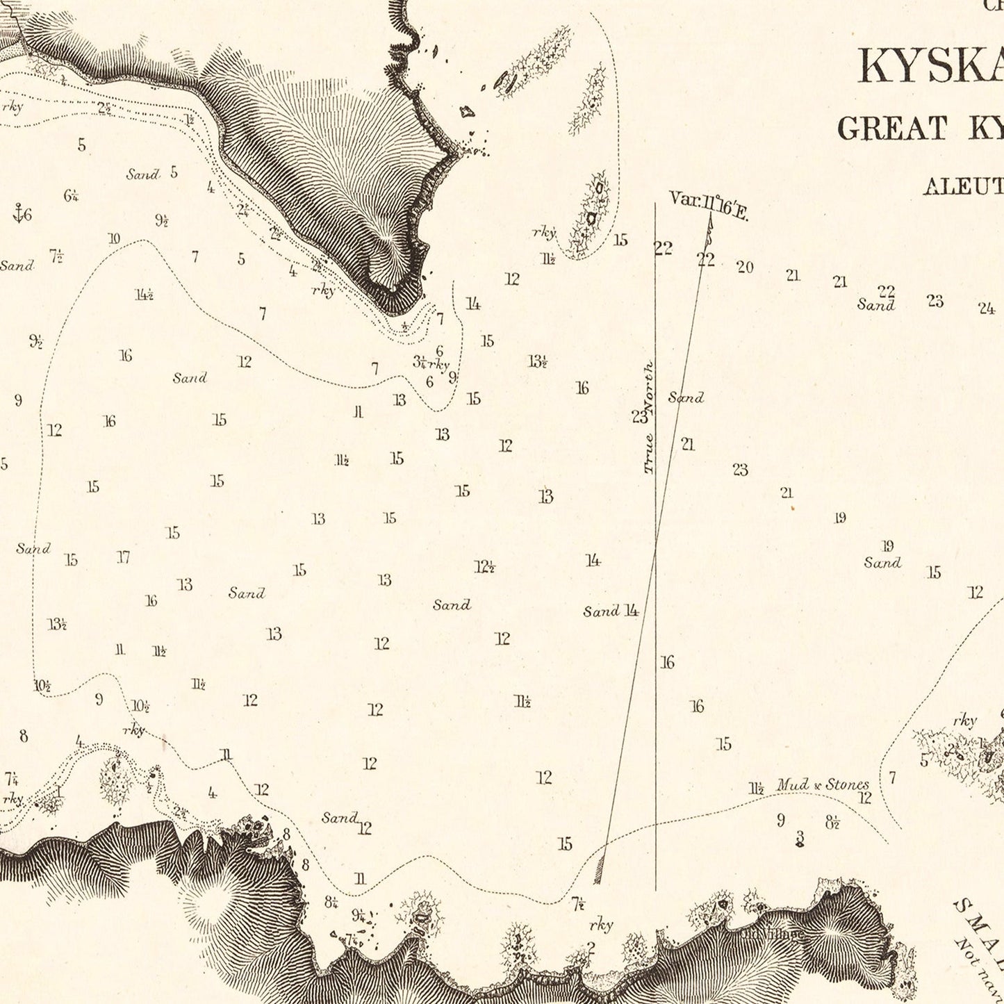 Vintage Kyska Harbor Map 1875