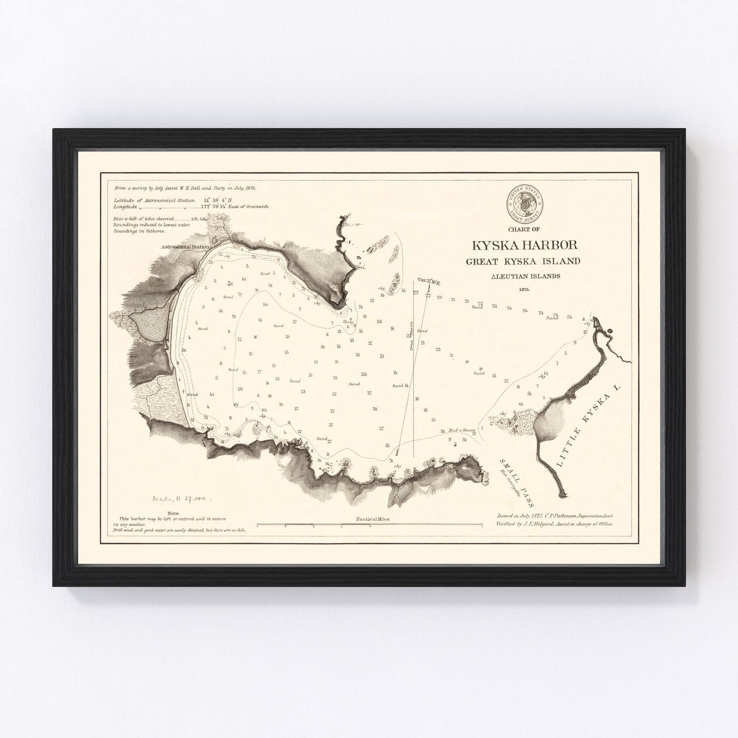 Vintage Kyska Harbor Map 1875