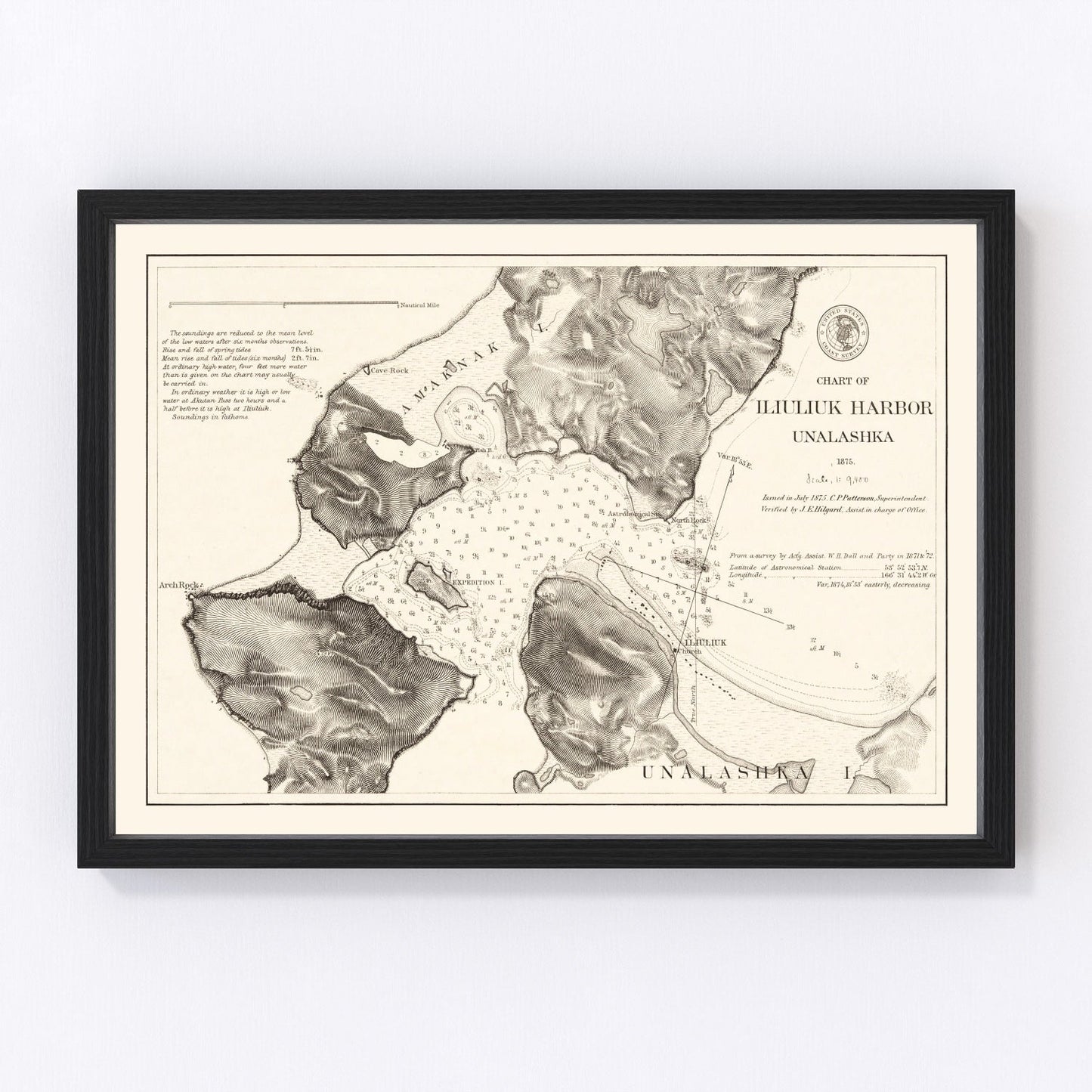 Vintage Iliuliuk Harbor, Unalashka Map 1875