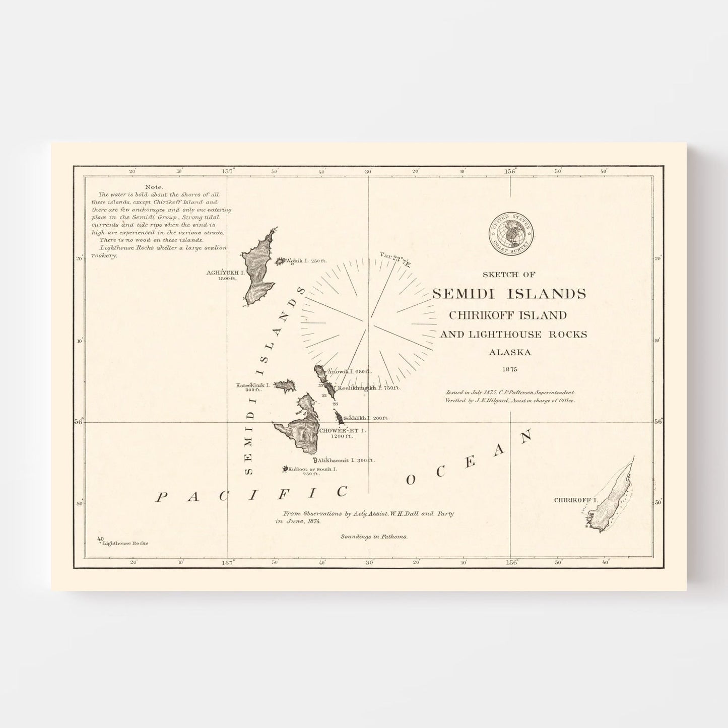 Vintage Semidi Islands, AK Map 1875