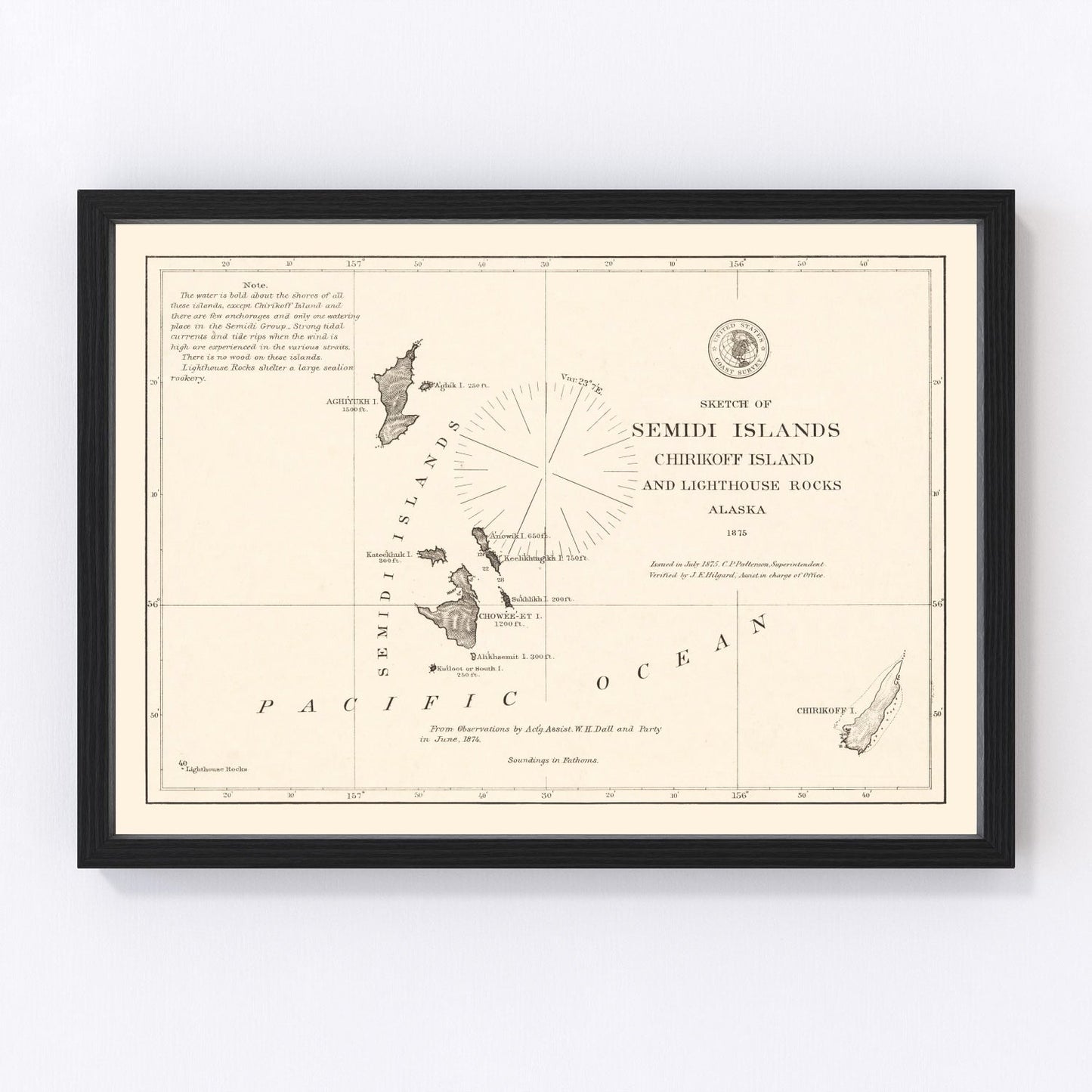 Vintage Semidi Islands, AK Map 1875