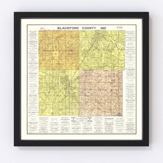Vintage Map of Blackford County, Indiana 1905