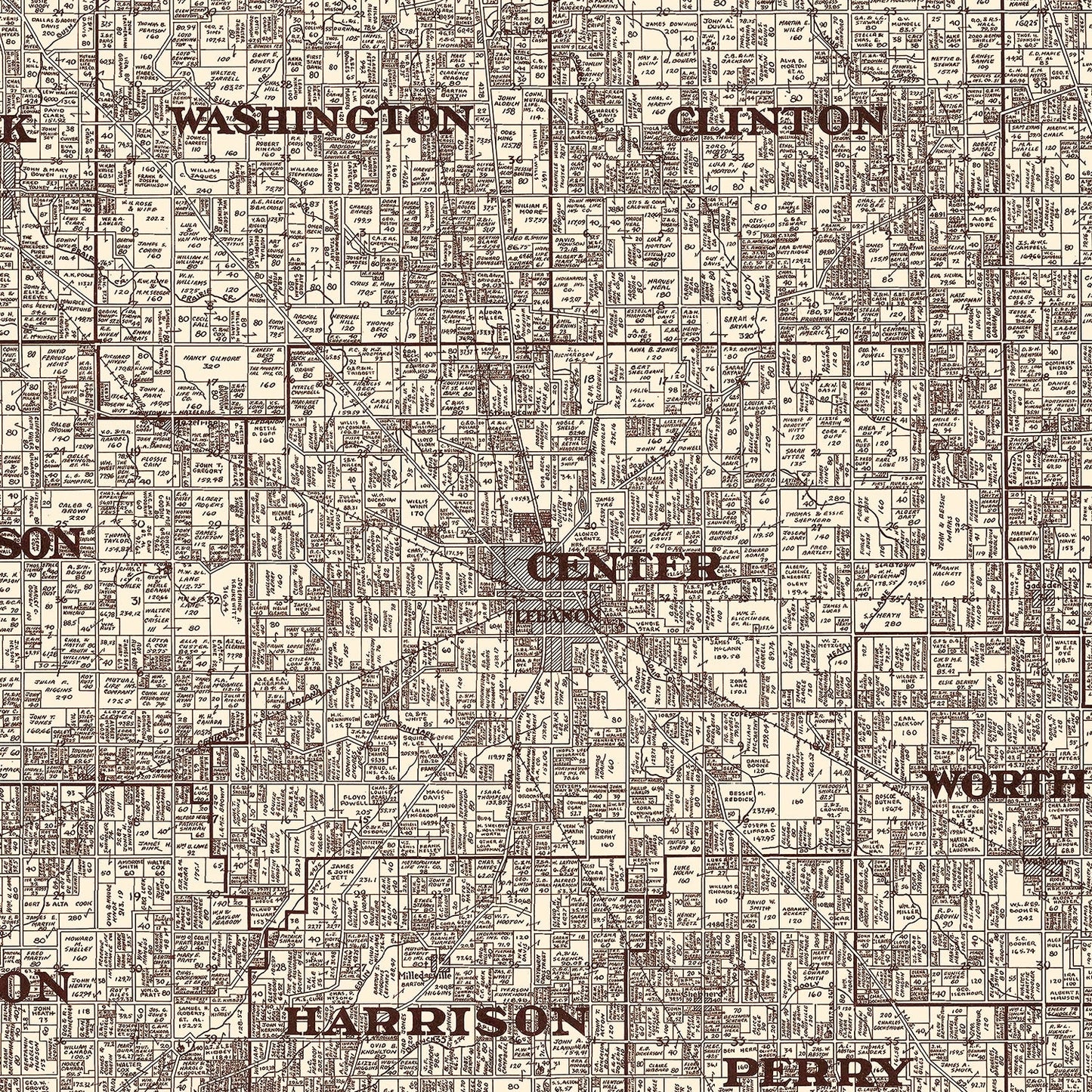 Vintage Map of Boone County, Indiana 1936