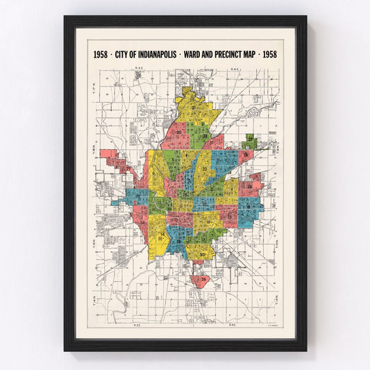 Vintage Map of Indianapolis, Indiana 1958