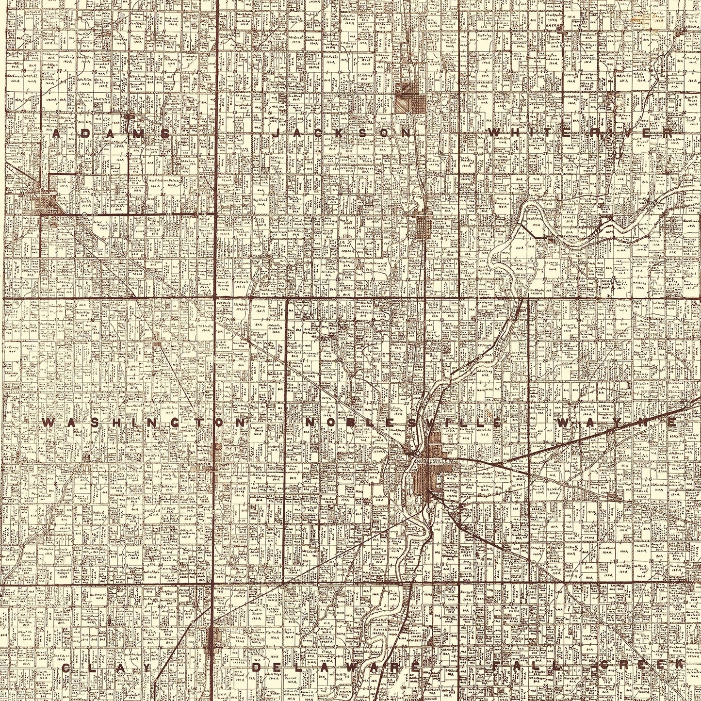 Vintage Map of Hamilton County, Indiana 1919