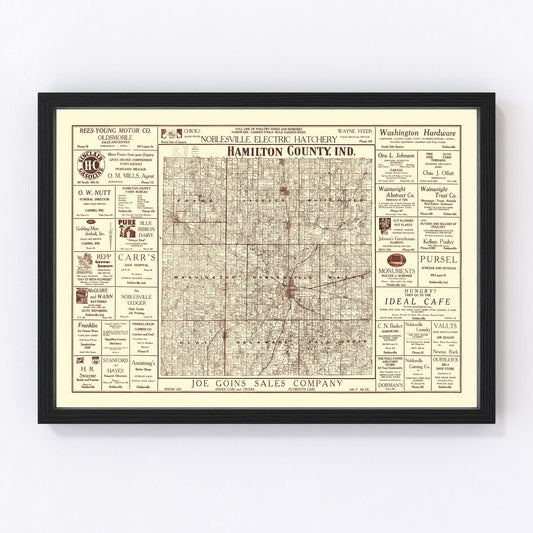 Vintage Map of Hamilton County, Indiana 1919