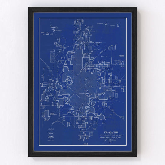 Vintage Map of Indianapolis, Indiana 1934