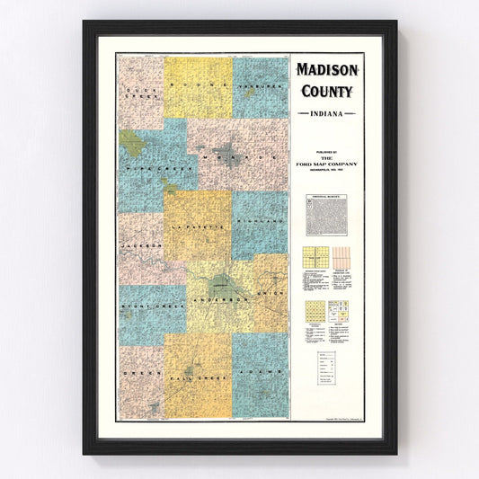 Vintage Map of Madison County, Indiana 1921