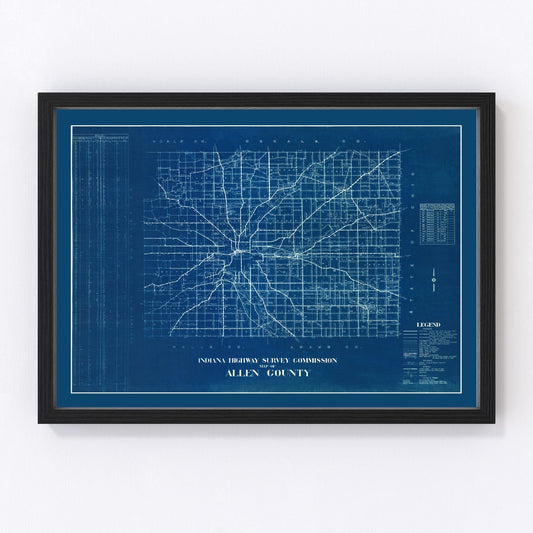 Vintage Map of Allen County, Indiana 1936