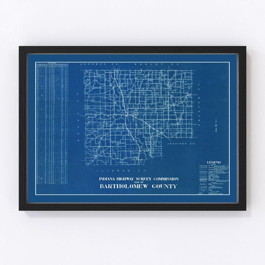 Vintage Map of Bartholomew County, Indiana 1936