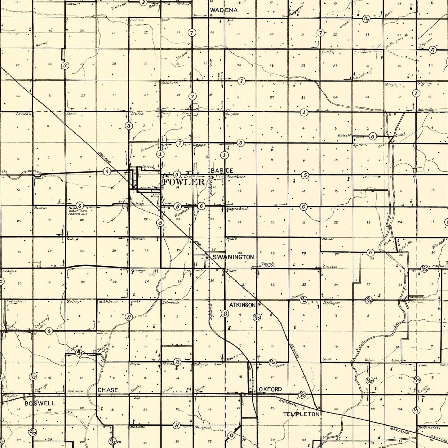 Vintage Map of Benton County, Indiana 1909