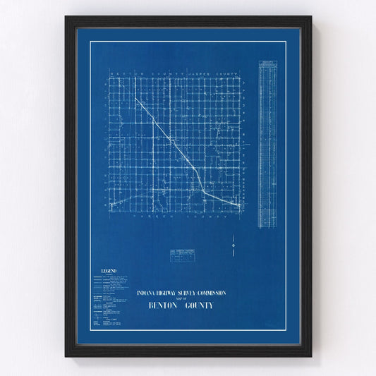 Vintage Map of Benton County, Indiana 1936