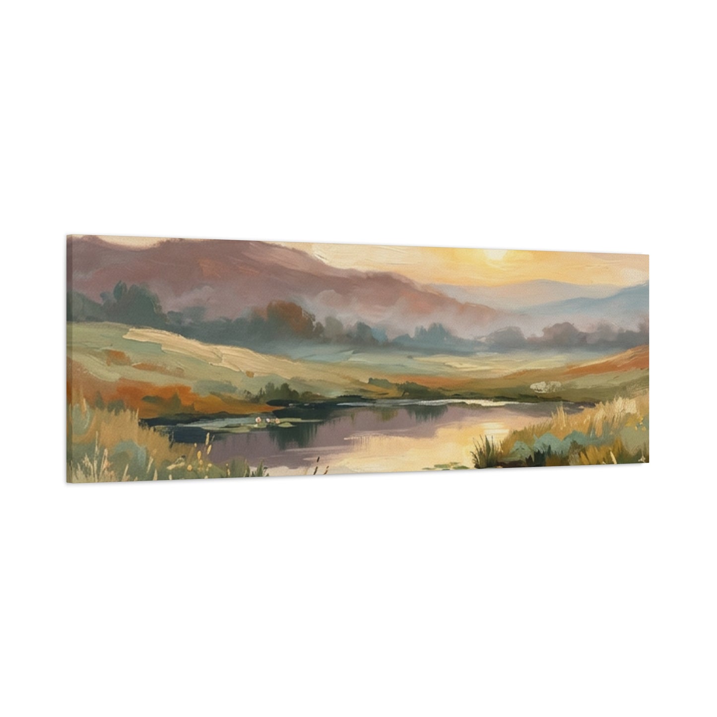 Sunset Meadow Canvas Wall Art — Stretched Matte Landscape Print