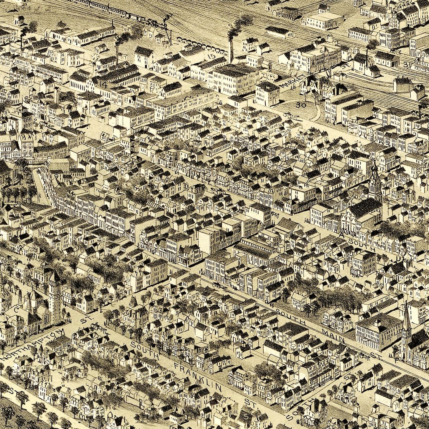 Vintage Map of Wilkes-Barre, Pennsylvania 1889
