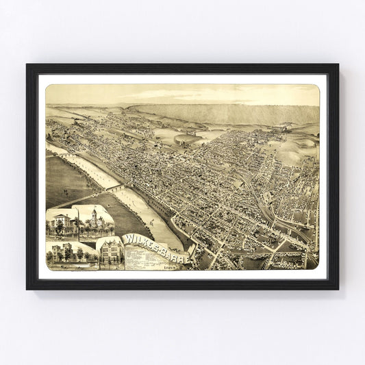Vintage Map of Wilkes-Barre, Pennsylvania 1889