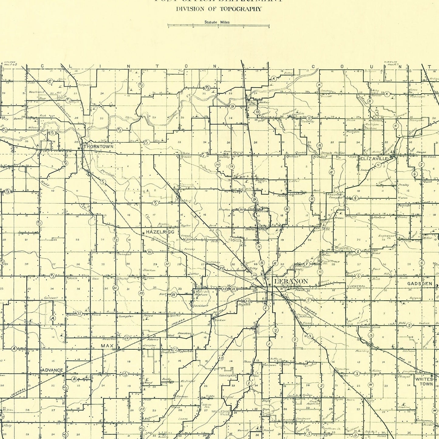 Vintage Map of Boone County, Indiana 1911