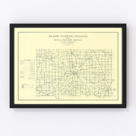 Vintage Map of Boone County, Indiana 1911