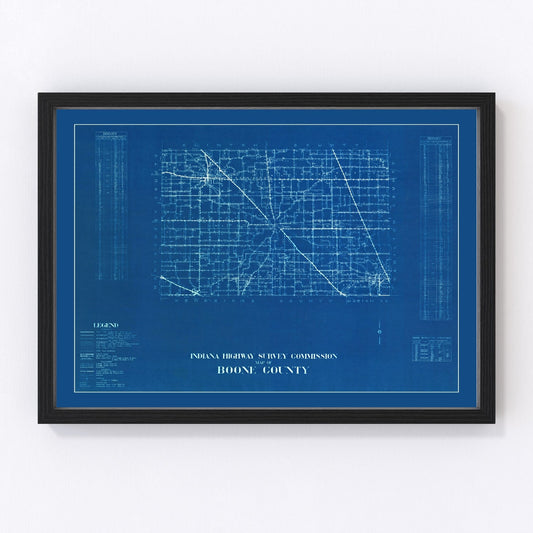 Vintage Map of Boone County, Indiana 1936